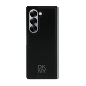 DKNY DKHMZFD6PSMCSLK Z Fold6 F956 juodos spalvos Magsafe Plain Leather Metal Stack Logo - Image 2