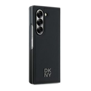 DKNY DKHMZFD6PSMCSLK Z Fold6 F956 juodos spalvos Magsafe Plain Leather Metal Stack Logo - Image 5