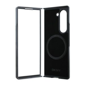 DKNY DKHMZFD6PSMCSLK Z Fold6 F956 juodos spalvos Magsafe Plain Leather Metal Stack Logo - Image 6