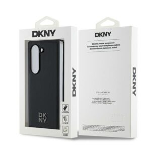 DKNY DKHMZFD6PSMCSLK Z Fold6 F956 juodos spalvos Magsafe Plain Leather Metal Stack Logo - Image 7