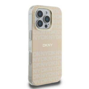 DKNY DKHMP16XHRHSEP Apple iPhone 16 Pro Max 6.9" rožinės spalvos kietas dėklas Repeat Texture Pattern With Stripe - Image 4