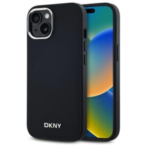 DKNY DKHMP15MPSCMCLK Apple iPhone 15 Plus 6.7" czarny juodos spalvos kietas dėklas Plain Logo MagSafe