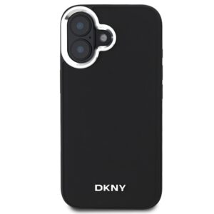 DKNY DKHMP16SPSCMCLK Apple iPhone 16 6.1" juodos spalvos kietas dėklas Plain Silver Logo MagSafe - Image 3