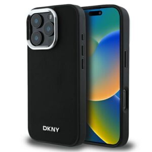DKNY DKHMP16LPSCMCLK Apple iPhone 16 Pro 6.3" juodos spalvos kietas dėklas Plain Silver Logo MagSafe