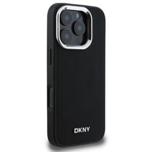 DKNY DKHMP16LPSCMCLK Apple iPhone 16 Pro 6.3" juodos spalvos kietas dėklas Plain Silver Logo MagSafe - Image 4