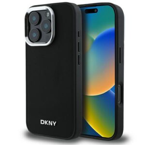 DKNY DKHMP16XPSCMCLK Apple iPhone 16 Pro Max 6.9" juodos spalvos kietas dėklas Plain Silver Logo MagSafe
