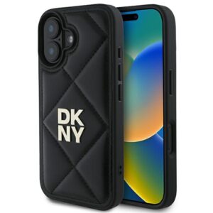 DKNY DKHCP16SPQDSLK Apple iPhone 16 6.1" juodos spalvos Quilted Stack Logo