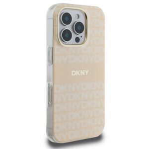 DKNY DKHMP16LHRHSEP Apple iPhone 16 Pro 6.3" rožinės spalvos kietas dėklas Repeat texture patern & Stripe MagSafe - Image 4