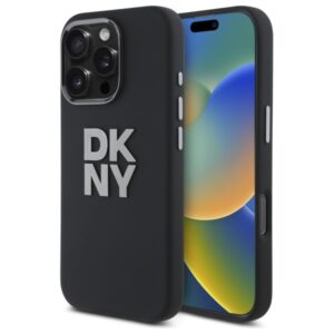 DKNY DKHCP16LSMCBSK Apple iPhone 16 Pro 6.3" juodos spalvos kietas dėklas Liquid Silicone Metal Logo
