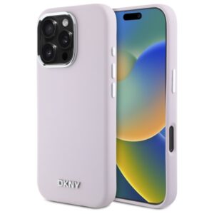 DKNY DKHMP16XSMCHLP Apple iPhone 16 Pro Max 6.9" rožinės spalvos kietas dėklas Liquid Silicone Small Metal Logo