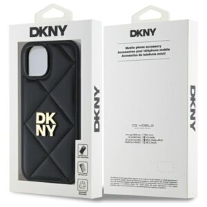 DKNY DKHCP14SPQDSLK Apple iPhone 14 6.1" juodos spalvos Quilted Stack Logo - Image 8