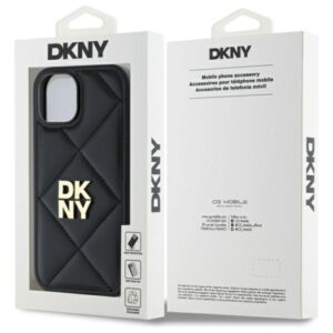 DKNY DKHCP15SPQDSLK Apple iPhone 15 6.1" juodos spalvos Quilted Stack Logo - Image 8