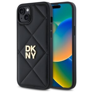 DKNY DKHCP15MPQDSLK Apple iPhone 15 Plus 6.7" juodos spalvos Quilted Stack Logo