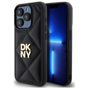 DKNY DKHCP15LPQDSLK Apple iPhone 15 Pro 6.1" juodos spalvos Quilted Stack Logo
