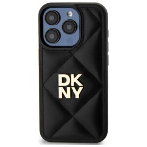 DKNY DKHCP15LPQDSLK Apple iPhone 15 Pro 6.1" juodos spalvos Quilted Stack Logo - Image 3