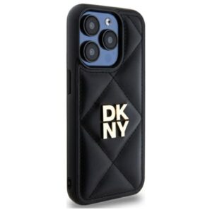 DKNY DKHCP15LPQDSLK Apple iPhone 15 Pro 6.1" juodos spalvos Quilted Stack Logo - Image 4