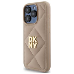 DKNY DKHCP15LPQDSLE Apple iPhone 15 Pro 6.1" beige Quilted Stack Logo - Image 2