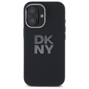 DKNY DKHCP16SSMCBSK Apple iPhone 16 6.1" juodos spalvos kietas dėklas Liquid Silicone Metal Logo - Image 1