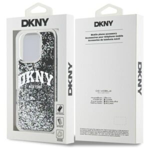 DKNY DKHCP16XLBNAEK Apple iPhone 16 Pro Max 6.9" juodos spalvos kietas dėklas Liquid Glitter Arch Logo - Image 8