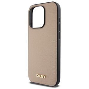 DKNY DKHMP15XPGHLME Apple iPhone 15 Pro Max 6.7" beige kietas dėklas Grained Metal Logo MagSafe - Image 6