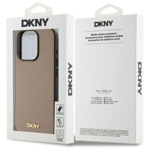 DKNY DKHMP15XPGHLME Apple iPhone 15 Pro Max 6.7" beige kietas dėklas Grained Metal Logo MagSafe - Image 8
