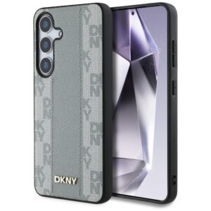 Dėklas DKNY Leather Checkered Pattern MagSafe Samsung Galaxy S25 taupe