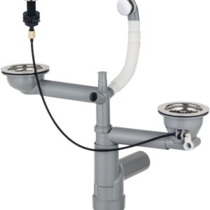 Sifonas DEANTE Space-Saver Lux (ZXY_9918) 1,5 ir 2 dubenų granito plautuvėms Pilka, Balta