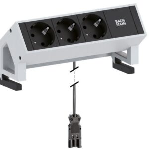 Bachmann Desk2 šakutės lizdas 3 x Type F Juoda, Nerūdijančiojo plieno