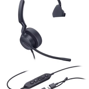 Yealink UH44 Mono Teams USB-C/A Laisvų rankų įranga Vielinis Su lankeliu Biuras / skambučių centras USB Type-C / USB Type-A Juoda - Image 2