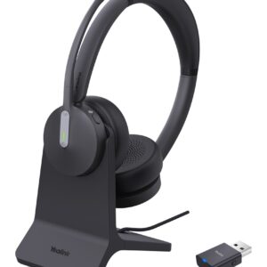 Yealink WH64 Hybird Dual with Charging Stand Teams Laisvų rankų įranga Bevielis Su lankeliu Biuras / skambučių centras C tipo USB Bluetooth Įkrovimo stovas Juoda - Image 1