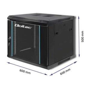 Qoltec 54466 RACK spintelė 19" | 9U | 600 x 500 x 600 | Grūdintos durys | Pakabinama - Image 2
