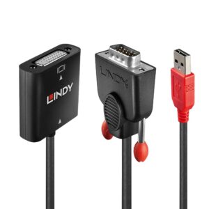 Lindy 38184 vaizdo kabelio adapteris 0,2 m DVI-D VGA (D-Sub) + USB Juoda, Oranžinė - Image 1