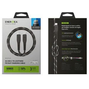 ENERGEA Nyloflex USB-C - Lightning Kabelis C94 MFI 1.5m juodos spalvos - Image 8