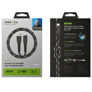 ENERGEA Nyloflex USB - Lightning Kabelis Charge and Sync C89 MFI 1.5m juodos spalvos - Image 8