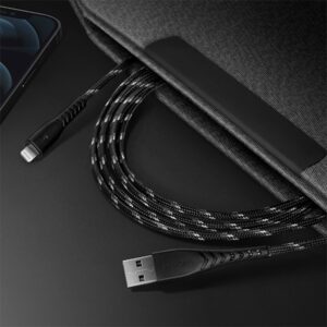 ENERGEA Nyloflex USB - Lightning Kabelis Charge and Sync C89 MFI 1.5m juodos spalvos - Image 5