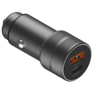 ENERGEA automobilinis įkroviklis 1xUSB+1xUSB-C PD-QC3.0 38W gunmetal Alu Drive PD20+ - Image 4