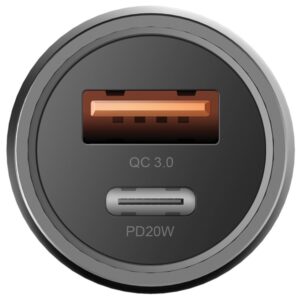 ENERGEA automobilinis įkroviklis 1xUSB+1xUSB-C PD-QC3.0 38W gunmetal Alu Drive PD20+ - Image 5