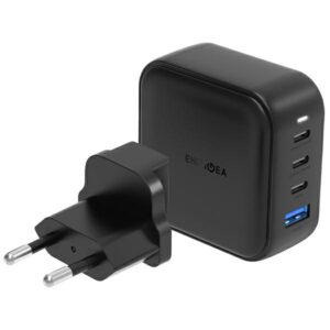 ENERGEA Laidinis įkroviklis 1xUSB+3xUSB-CPD-PPS-QC 3.0 100W 3C1A juodos spalvos US+EU Travelite GAN100 - Image 1