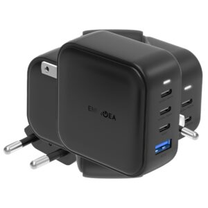 ENERGEA Laidinis įkroviklis 1xUSB+3xUSB-CPD-PPS-QC 3.0 100W 3C1A juodos spalvos US+EU Travelite GAN100 - Image 2