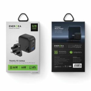 ENERGEA Laidinis įkroviklis 1xUSB+2xUSB-CPD-PPS-QC 3.0 66W 2C1A juodos spalvos US+EU Travelite GAN66 - Image 5
