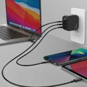 ENERGEA Laidinis įkroviklis 1xUSB+2xUSB-CPD-PPS-QC 3.0 66W 2C1A juodos spalvos US+EU Travelite GAN66 - Image 2