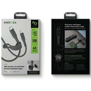 ENERGEA Flow USB-C į Lightning C94 MFI Kabelis 1.5m juodos spalvos 60W 3A PD Fast Charge - Image 6