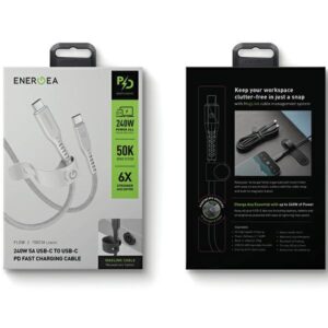 ENERGEA Flow USB-C į USB-C Kabelis 1.5m White 240W 5A PD Fast Charge - Image 6
