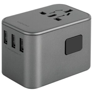 ENERGEA Laidinis įkroviklis 3xUSB + 2xUSB-C PD-PPS-QC 3.0 35.5W 3A2C 4-in-1 Adapter US/AU/EU/UK Gunmetal Tr - Image 2