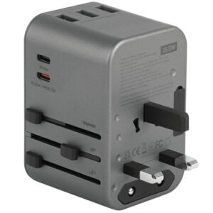 ENERGEA Laidinis įkroviklis 3xUSB + 2xUSB-C PD-PPS-QC 3.0 35.5W 3A2C 4-in-1 Adapter US/AU/EU/UK Gunmetal Tr - Image 3