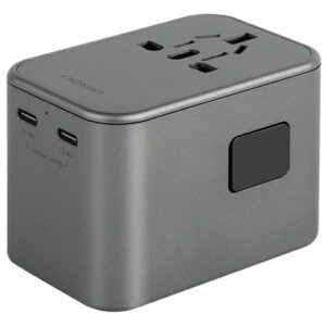 ENERGEA Laidinis įkroviklis 1xUSB + 2xUSB-C PD-PPS-QC 3.0 65W 1A2C 4-in-1 Adapter US/AU/EU/UK Gunmetal Trav - Image 2