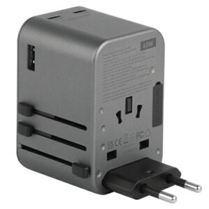 ENERGEA Laidinis įkroviklis 1xUSB + 2xUSB-C PD-PPS-QC 3.0 65W 1A2C 4-in-1 Adapter US/AU/EU/UK Gunmetal Trav - Image 4