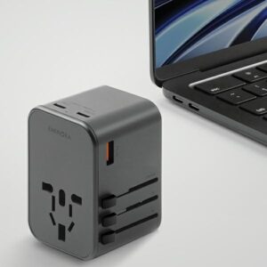 ENERGEA Laidinis įkroviklis 1xUSB + 2xUSB-C PD-PPS-QC 3.0 65W 1A2C 4-in-1 Adapter US/AU/EU/UK Gunmetal Trav - Image 6