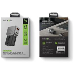 Adapteris Energea TravelWorld 1A1C 25W black gunmetal - Image 5