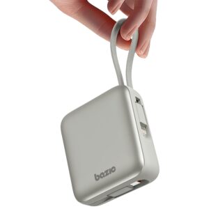 PowerBank 3in1 Bazic Fusion Mini 10000mAh cable USB-C/Lightning pilkos spalvos - Image 2